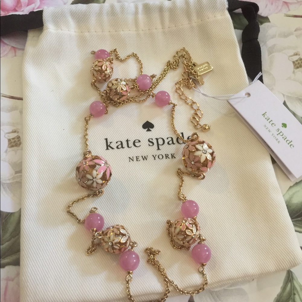 Kate Spade 'At First Blush' necklace pink gold